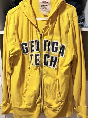 Izod Yellow Georgia Tech Zip Hoodie